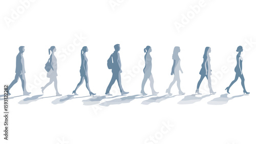 Walking People Cut Out Elements Set