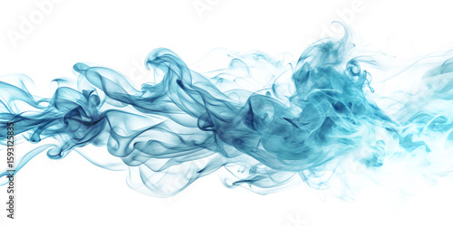 Flowing blue smoke creates ethereal, abstract patterns against a transparent background
