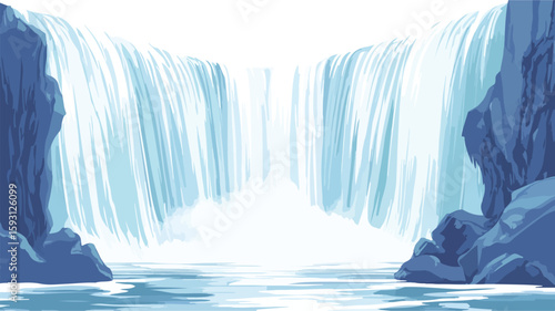 Wide Angle Waterfall Effect Transparent Background