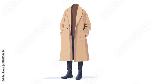 Minimal Beige Oversize Wool Coat Apparel