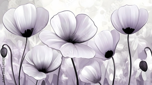 Elegant Lavender Poppies Floral Art Print