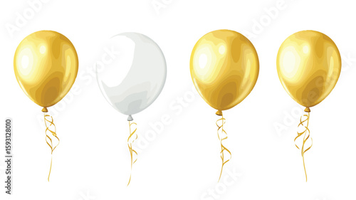 Elegant White Gold Party Balloons Isolated
