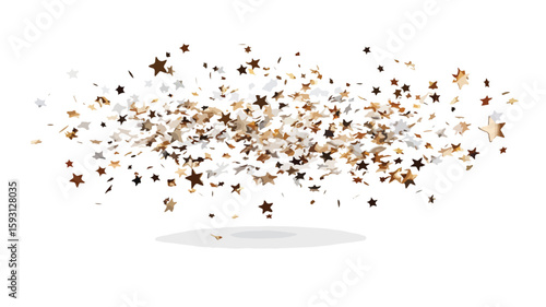 Elegant White Gold Star Confetti Illustration