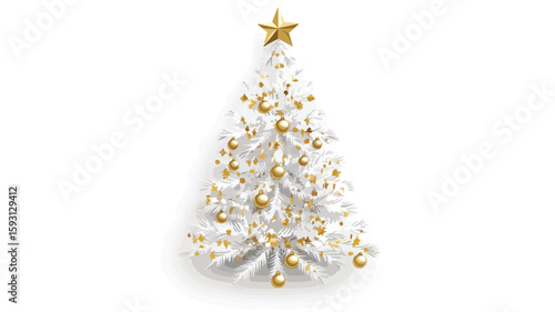 Elegant White Gold Christmas Tree Decor