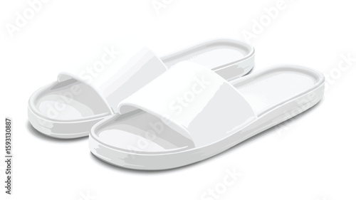 White Slide Sandal Slippers Centered Composition