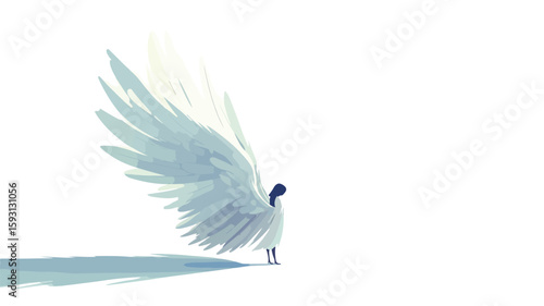 Elegant Angel Wings on White Background