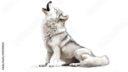 Majestic White Wolf Howling in Scenic Background