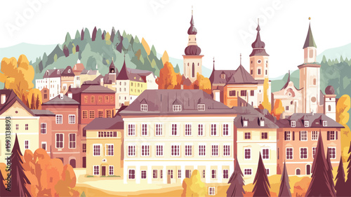 Mozart Caricature Vector Illustration House