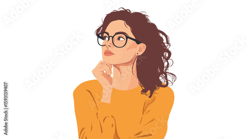 Contemplative White Adult Woman Portrait