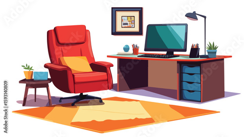 Professional Home Office Setup with Computer
