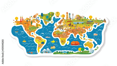 Global sticker wide angle centered composition
