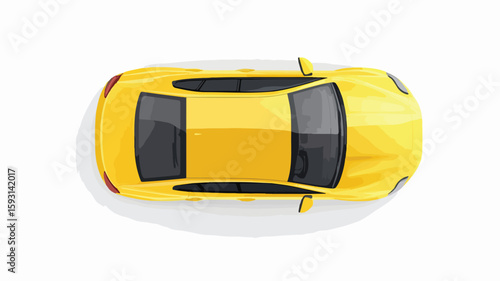 Sleek Yellow Car Top View Composition