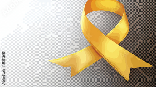 3D Yellow Ribbon Bone Cancer Awareness