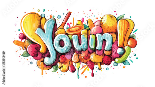 Delicious doodle typography design element