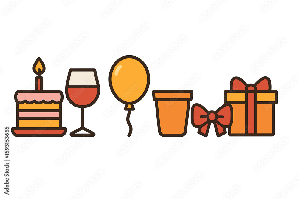 Fototapeta premium New year celebration symbol - Birthday party icon set