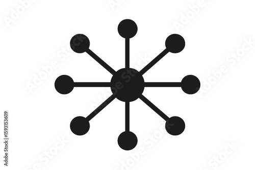 Vector illustration of a connection icon, a hub network connection isolated on a grey background