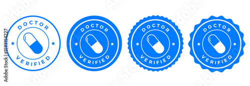 Doctor Verified Pill Icon Badges - Medical Prescription Trust Seals