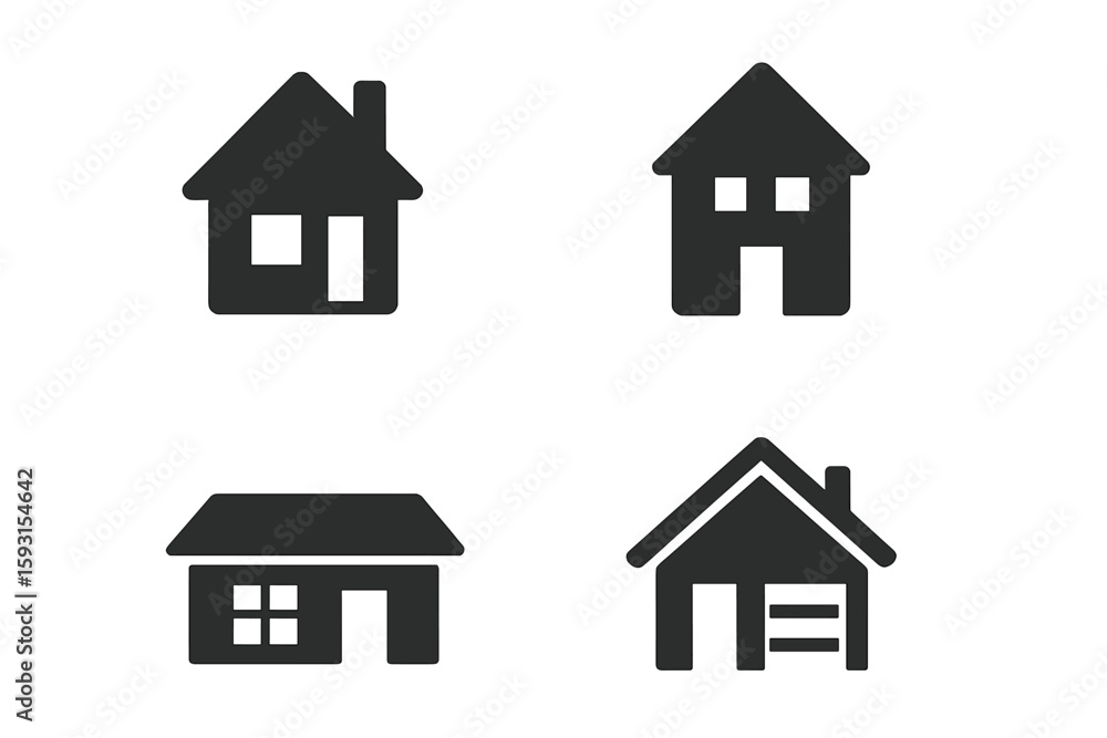 Fototapeta premium Vector illustration of a set of home icons isolated on a white background