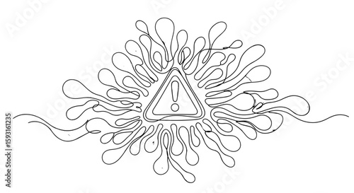 Hazard Symbol with Abstract: A singular, bold hazard symbol at the center, surrounded by an abstract design, visually communicating a message of alert, precaution, or potential danger.