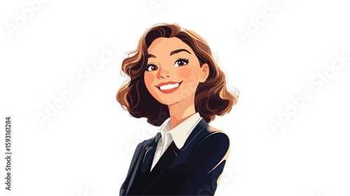 Professional woman smiling in wide-angle view