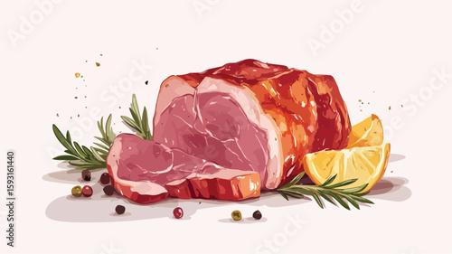 Smoked Ham Food Photography Composition