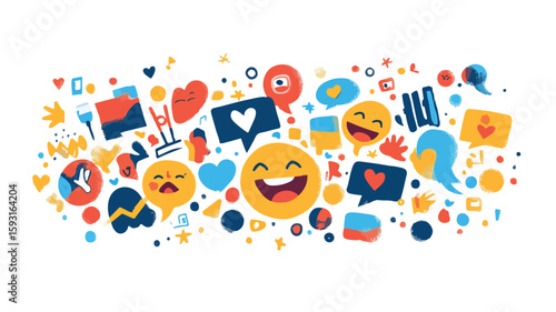 Social Media Reaction Doodle Wide Angle