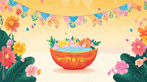 Traditional Songkran Festival Water Bowl Decoration