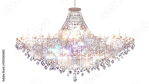 Elegant Chandelier Brilliance: Wide Angle View