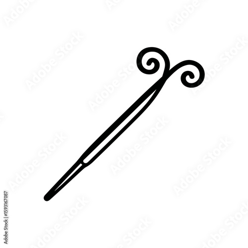 Vanilla bean outline rests diagonally isolated against white backdrop cooking theme dessert element flavor