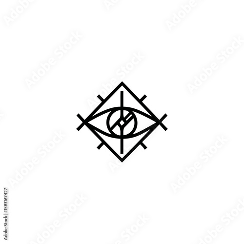 Mystical eye peers within diamond geometric design minimalist scene detail