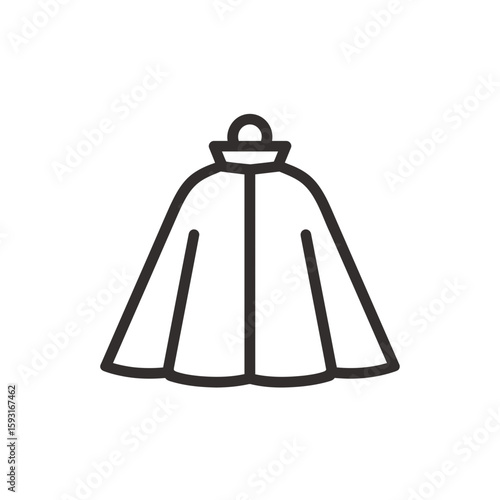 Black cape outlines design displays minimalism on white background detail