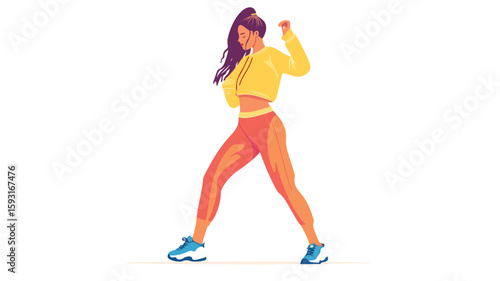 Energetic Woman Dancing in Sportswear