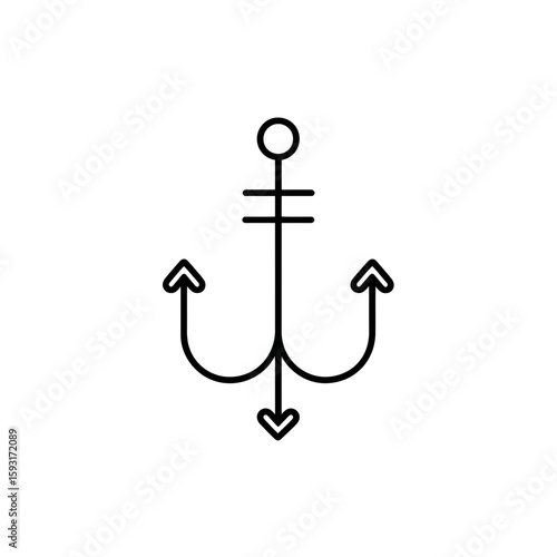 Simple anchor drawing suspends ship secure maritime theme white background minimalist naval symbol