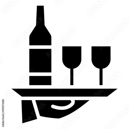 Tray glyph icon, mini illustration for relaxation, party, pubs and bars UI, UX kit, app and web development, digital or print.