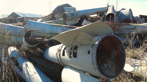Remains of exploded ammunition, shells of multiple launch rocket systems. Rockets, mines, cartridges, shells, aerial bombs, multiple launch rocket systems that were used during the armed conflict