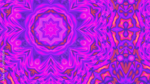 Abstract Radiant Burst with Soft Grain Texture, Symmetrical Glow Pattern in Psychedelic Style, Radiating Circular Abstract with Subtle Noise, Kaleidoscopic Starburst with Gradient Flow