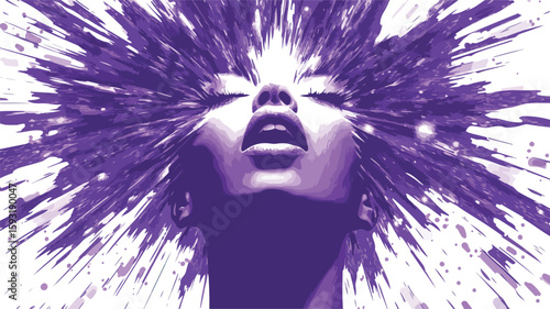 Vibrant Purple Powder Explosion Centered