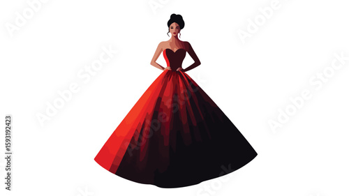 Elegant strapless dress standing portrait photography