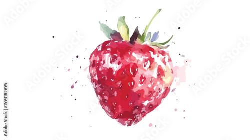 Hand-Painted Strawberry Watercolor Fruit Art