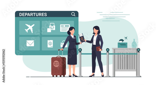 Business Travelers Airport Passport Control For International Travel