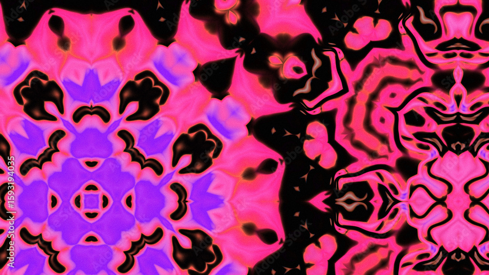 Obraz premium Abstract Radiant Burst with Soft Grain Texture, Symmetrical Glow Pattern in Psychedelic Style, Radiating Circular Abstract with Subtle Noise, Kaleidoscopic Starburst with Gradient Flow