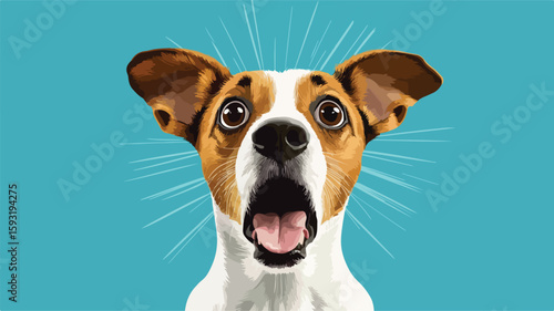 Surprised Dog on Blue Background