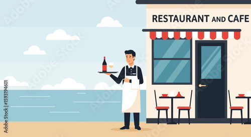 Coastal Restaurant And Cafe Serving Refreshments With Ocean View Ambiance