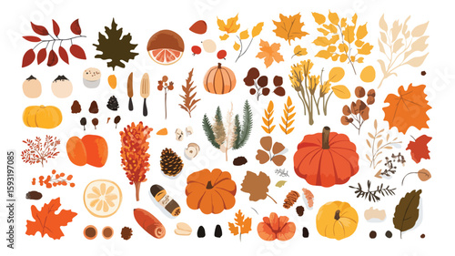 Thanksgiving Dinner Flatlay Elements