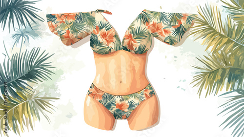 Tropical Palm Tree Swimwear Composition