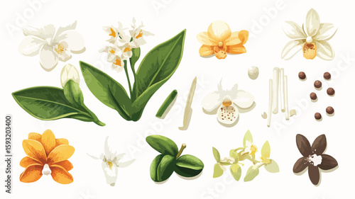 Vanilla Orchid and White Ingredients Composition