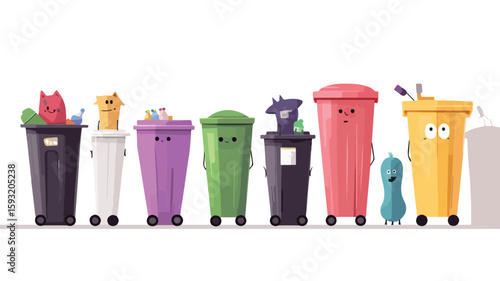 Cute Garbage Characters Waste Segregation Info