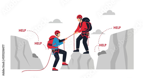 Assistance In The Mountains Represents Strength And Support In A Challenging Environment