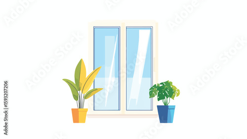 Wide Angle Window Vector Illustration Centered