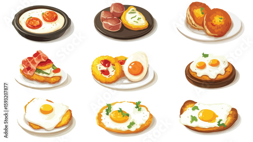 Variety of Fried Eggs Set